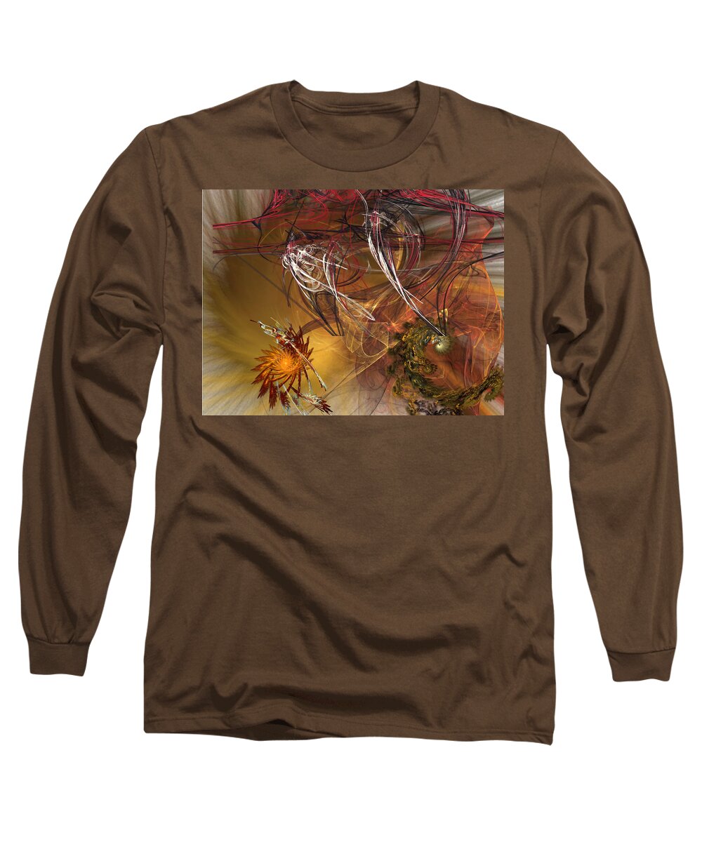 Fractal Long Sleeve T-Shirt featuring the digital art Searching by Donna Walsh