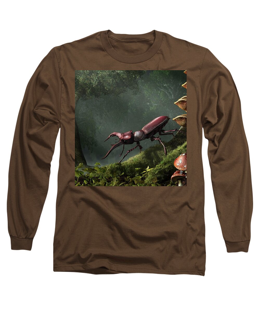 Stag Beetle Long Sleeve T-Shirt featuring the digital art Stag Beetle by Daniel Eskridge