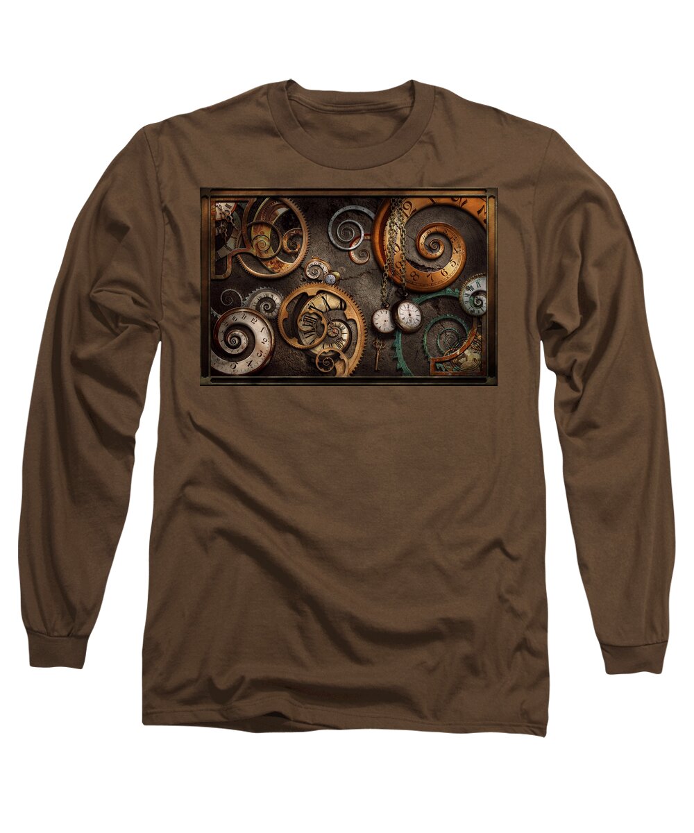 Steampunk Long Sleeve T-Shirt featuring the photograph Steampunk - Abstract - Time is complicated by Mike Savad