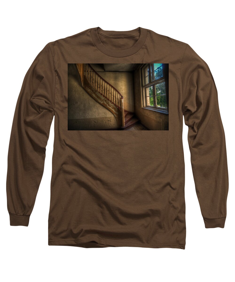 Forgotten Long Sleeve T-Shirt featuring the digital art Steps in a curve by Nathan Wright