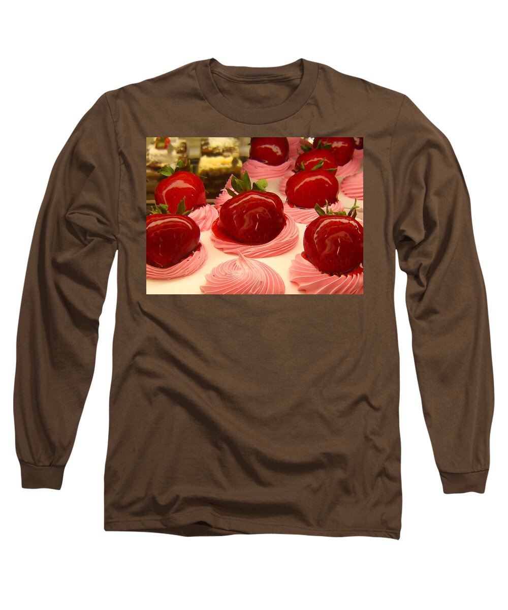 Food Long Sleeve T-Shirt featuring the painting Strawberry Mousse by Amy Vangsgard