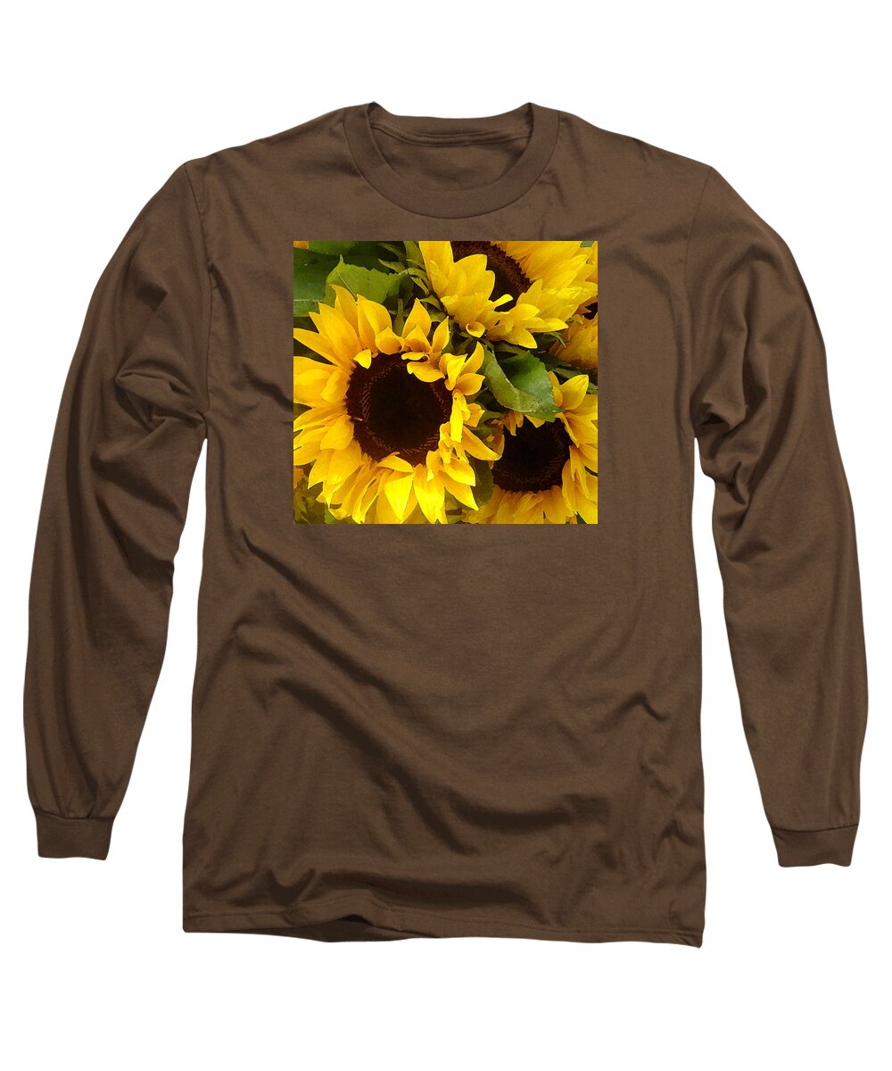 Sunflowers Long Sleeve T-Shirt featuring the painting Sunflowers by Amy Vangsgard