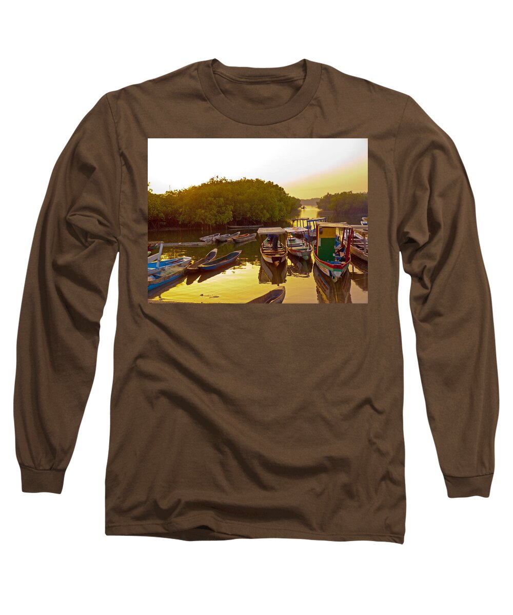 The Gambia Long Sleeve T-Shirt featuring the photograph Sunrise over Gambian Creek by Tony Murtagh