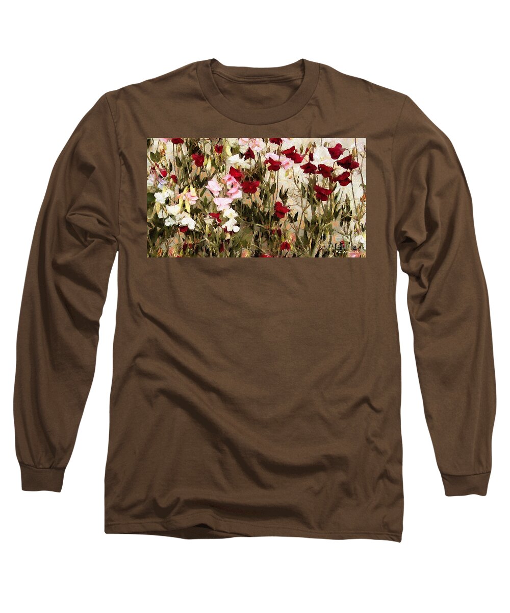 Flowers Long Sleeve T-Shirt featuring the painting Sweet Pea Swath by RC DeWinter