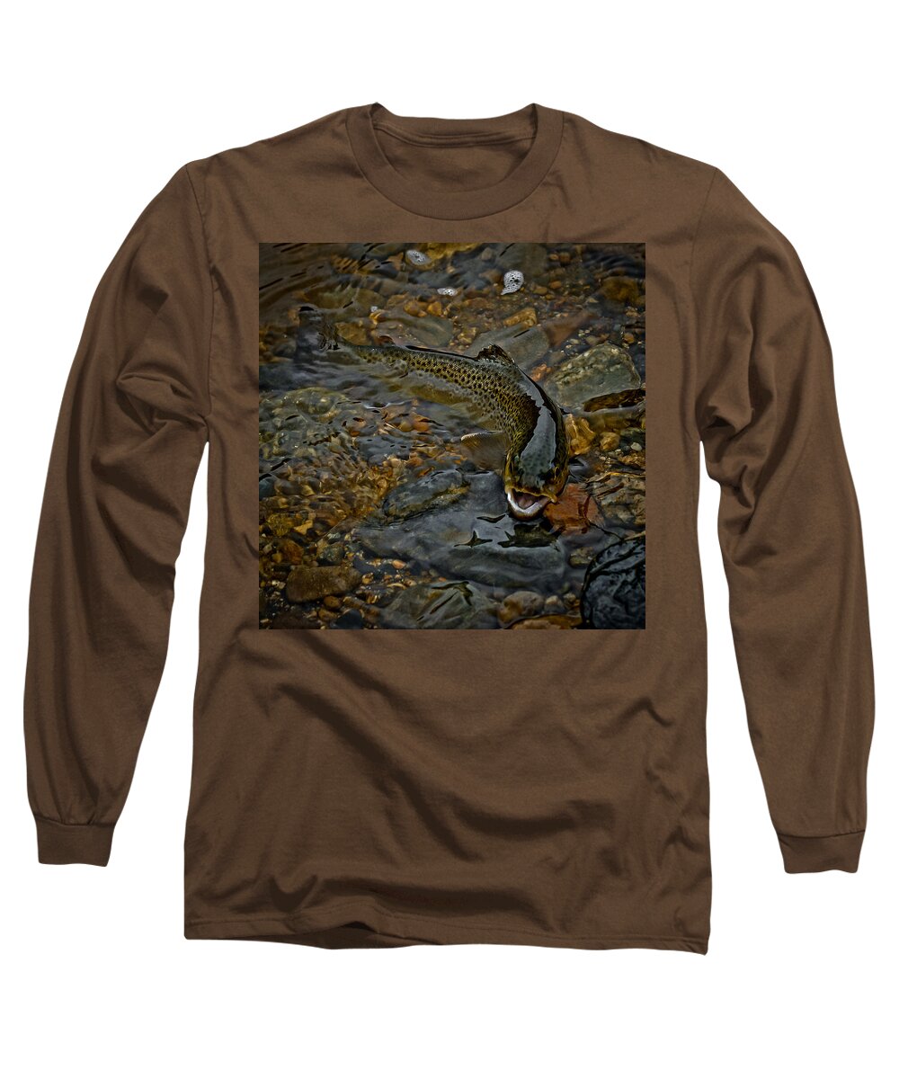 The Brown Trout Long Sleeve T-Shirt featuring the photograph The Brown Trout by Ernest Echols
