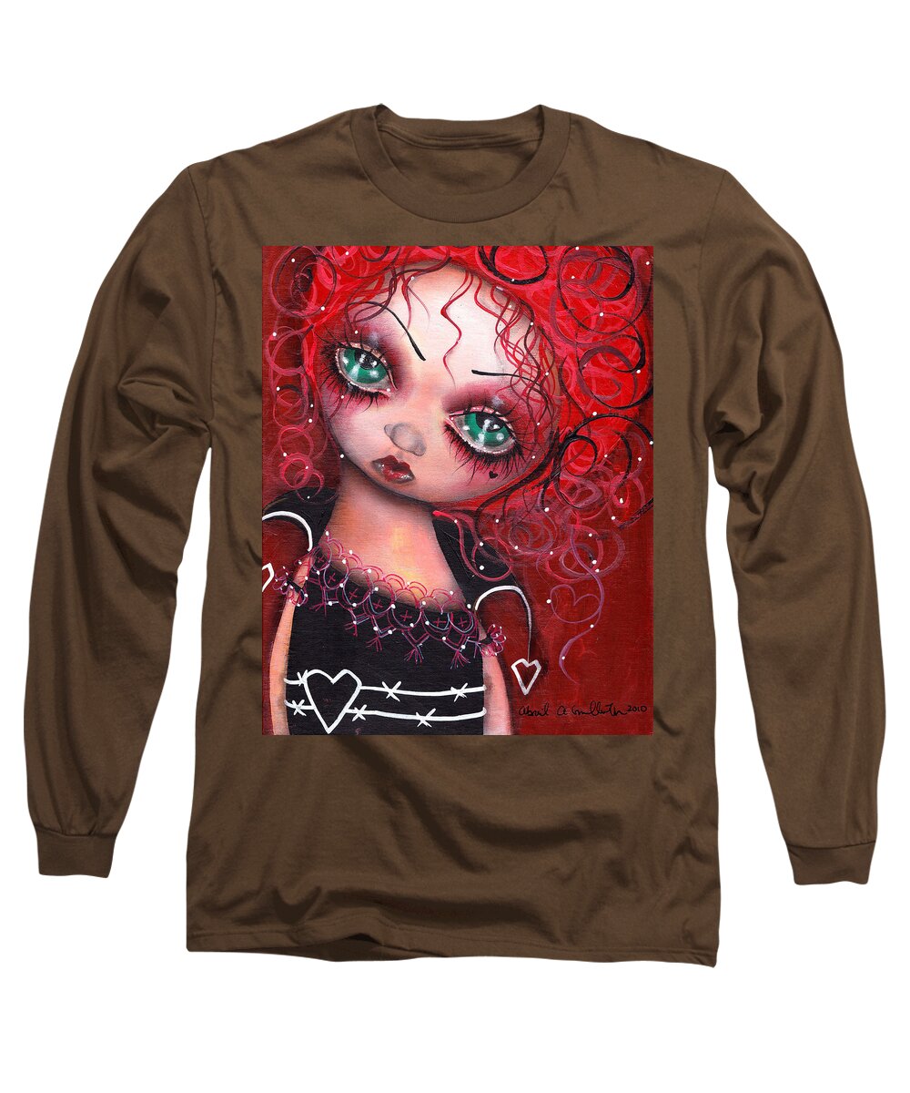 Alice In Wonderland Long Sleeve T-Shirt featuring the painting The Queen by Abril Andrade