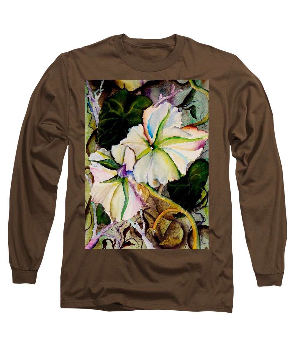White Flower Painting Long Sleeve T-Shirt featuring the painting Through My Eyes by Lil Taylor