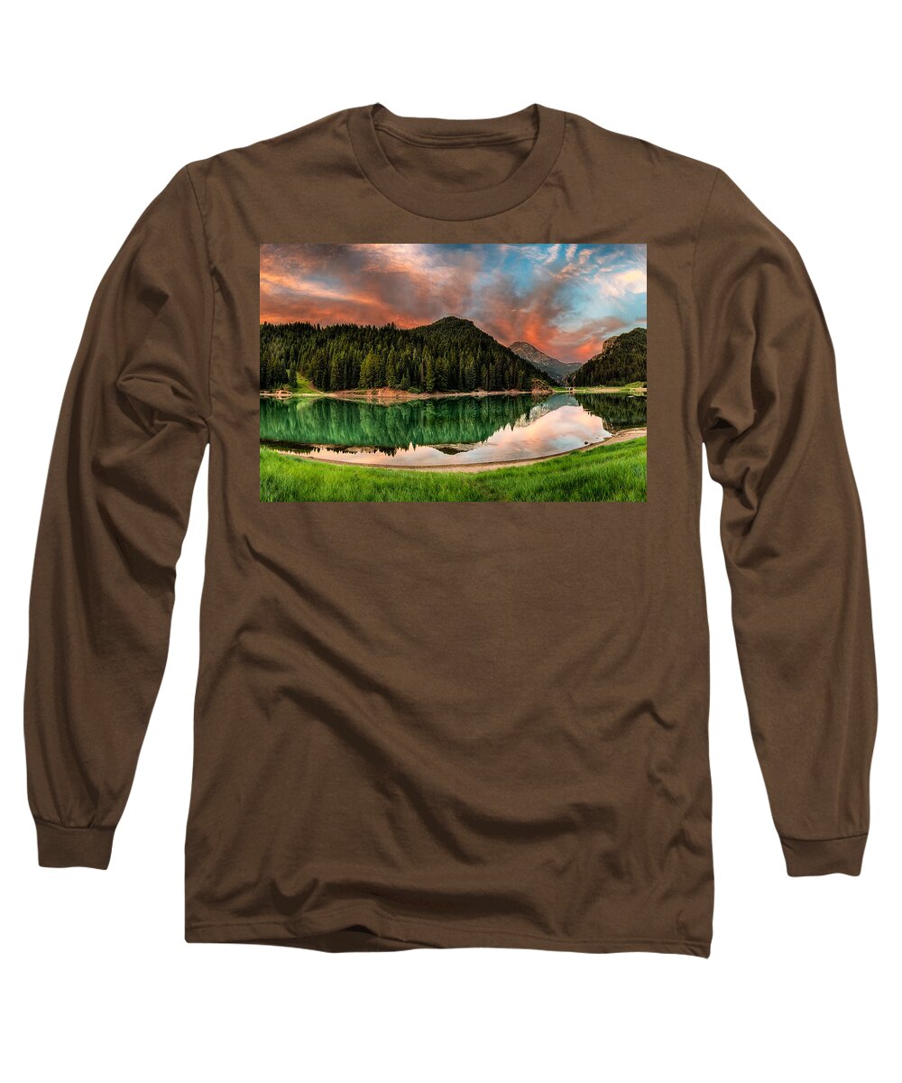 Mountain Long Sleeve T-Shirt featuring the photograph Tibble Fork Reservoir Sunrise by Brett Engle