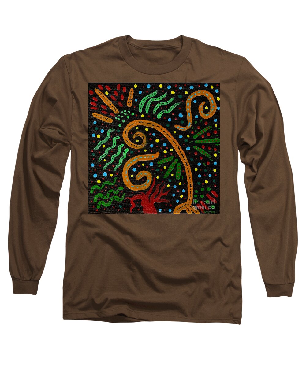 Dance Long Sleeve T-Shirt featuring the painting Tribal Dance by Vicki Maheu