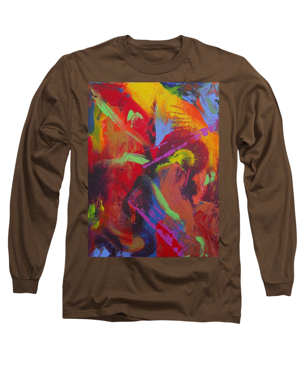 Bold Abstract Long Sleeve T-Shirt featuring the painting Tropical Punch by Donna Blackhall