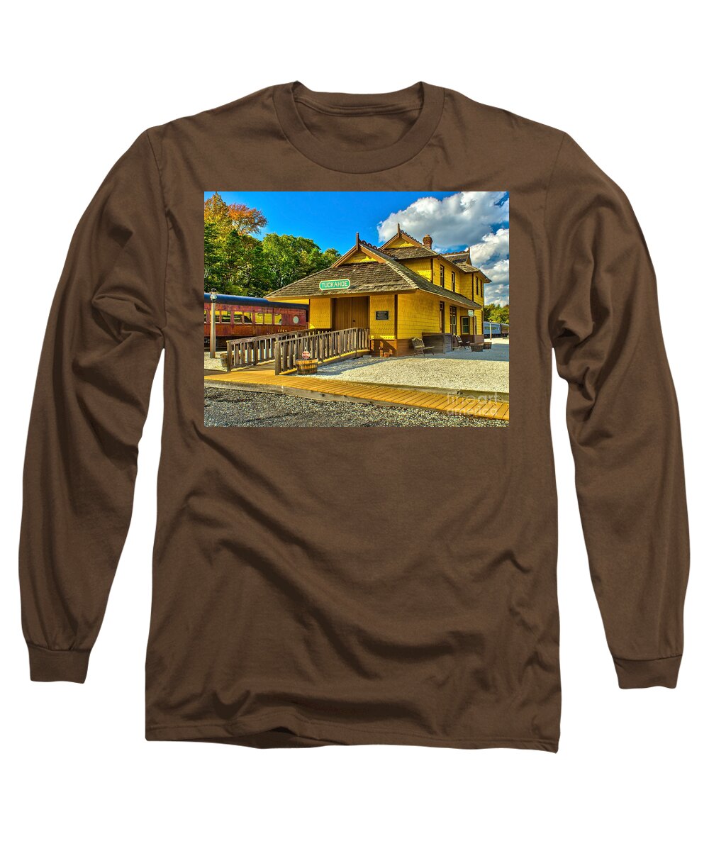Train Long Sleeve T-Shirt featuring the photograph Tuckahoe Train Station by Nick Zelinsky Jr