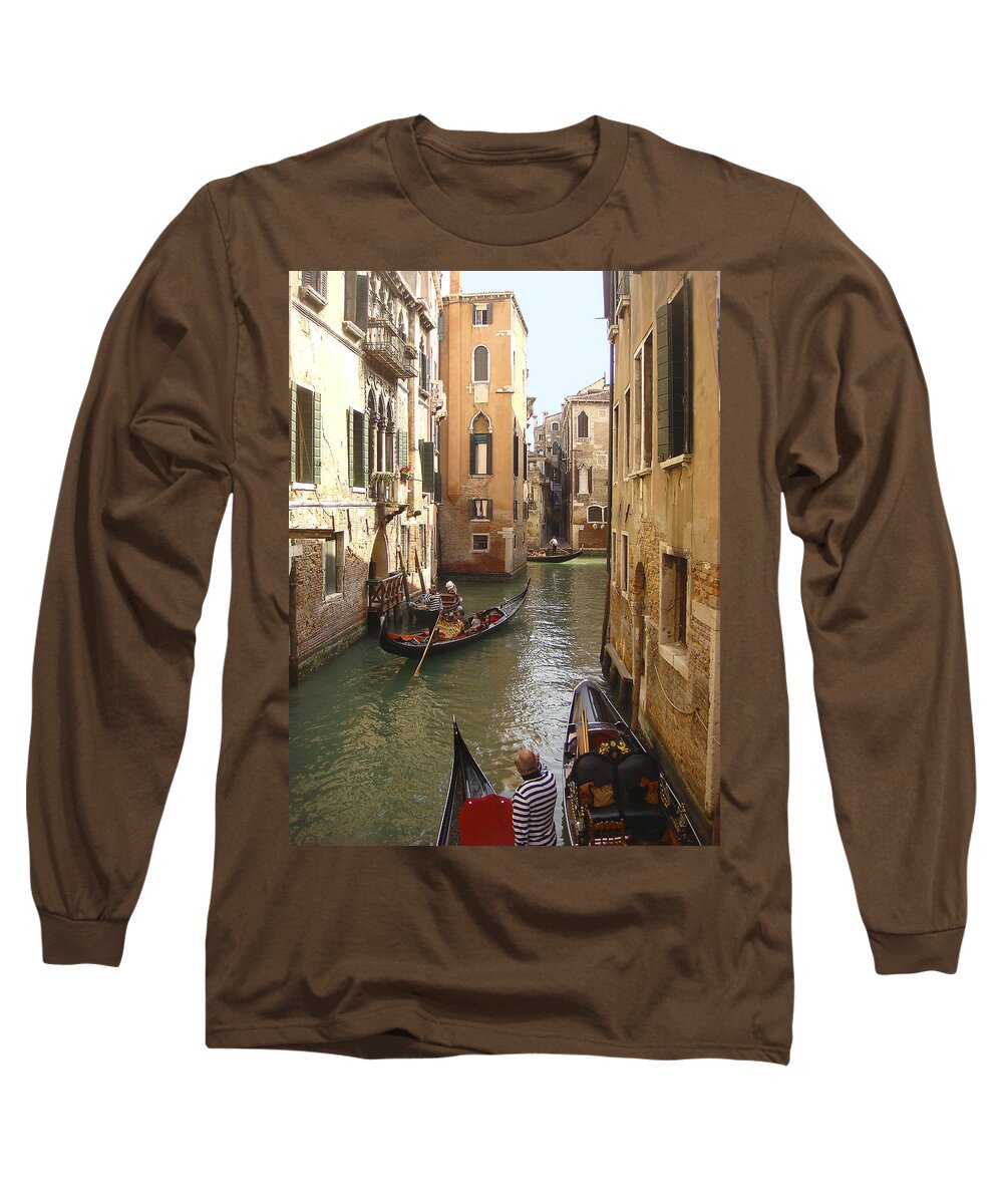 Europe Long Sleeve T-Shirt featuring the photograph Venice Gondolas by Karen Zuk Rosenblatt