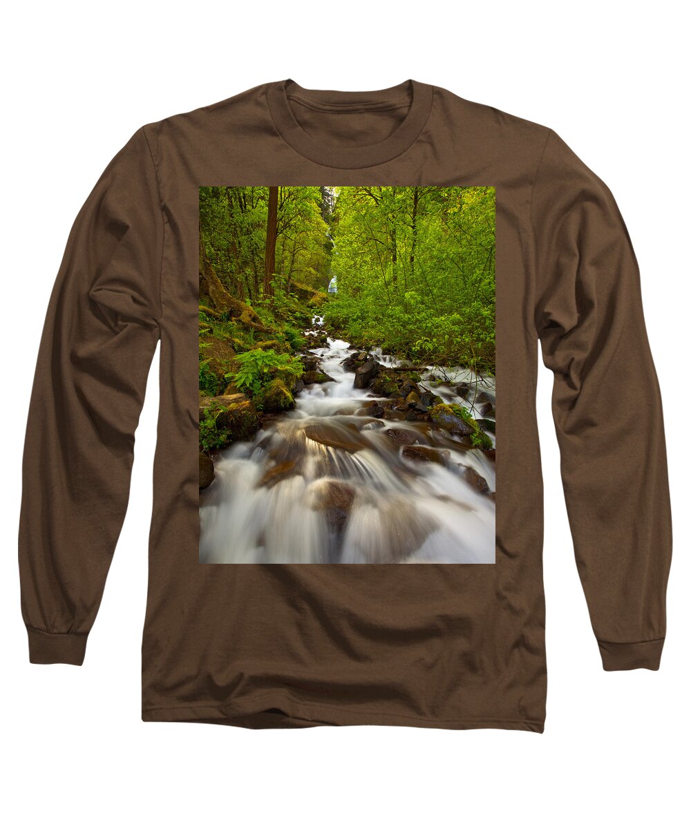 Lush Long Sleeve T-Shirt featuring the photograph Wahkeena Falls by Darren White