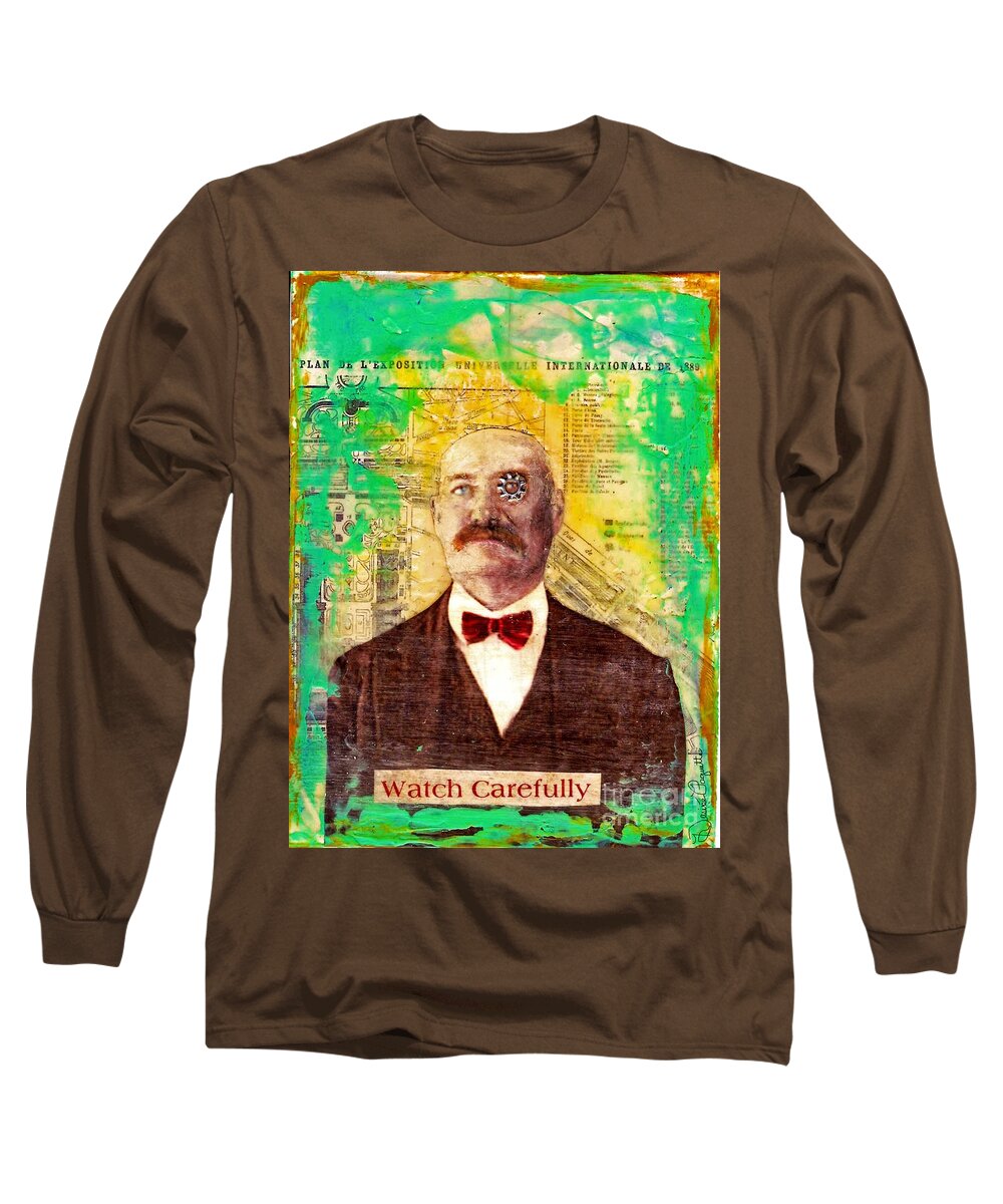 Encaustic Long Sleeve T-Shirt featuring the painting Watch Carefully by Desiree Paquette