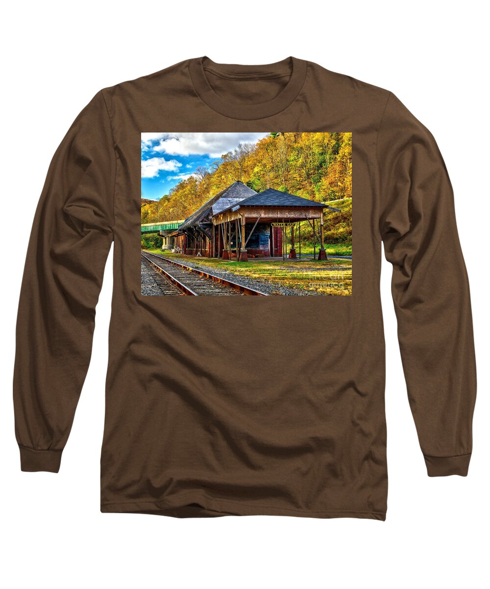 Train Long Sleeve T-Shirt featuring the photograph Water Gap Station by Nick Zelinsky Jr