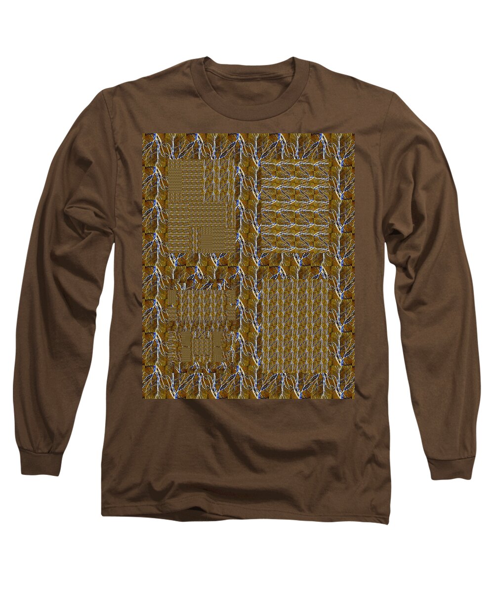 Tree Long Sleeve T-Shirt featuring the photograph Woven Tree in Blue and Gold Sampler by Jodie Marie Anne Richardson Traugott     aka jm-ART