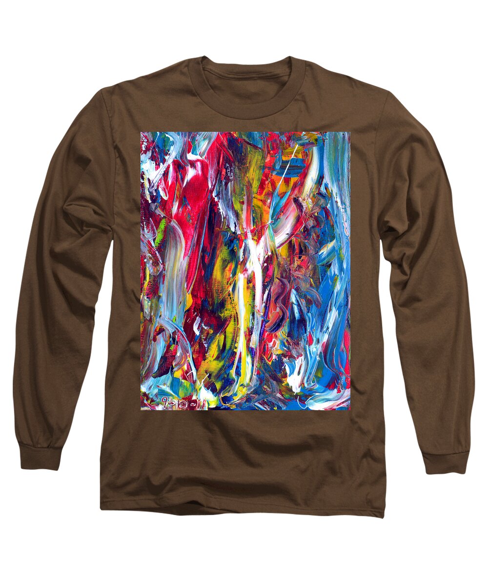 Colorful Long Sleeve T-Shirt featuring the painting Acrylic Color Study Nine Ten Eleven 2 by Carl Deaville