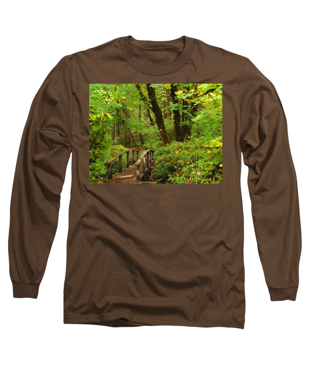 Woods Long Sleeve T-Shirt featuring the photograph Bridge to a Fairytale by KATIE Vigil