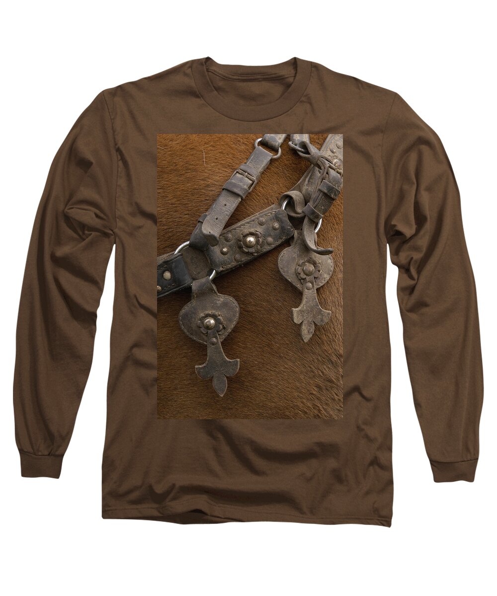 Mp Long Sleeve T-Shirt featuring the photograph Detail Of Ornate Leather Horse Tack by Pete Oxford