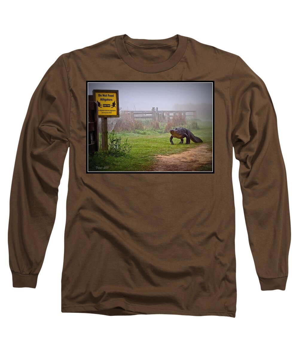 Do Not Feed Long Sleeve T-Shirt featuring the photograph Do Not Feed by Farol Tomson