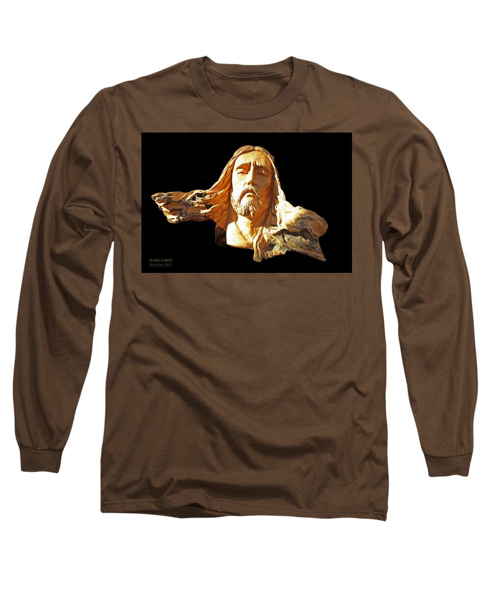Jesus Long Sleeve T-Shirt featuring the photograph Jesus Christ Wooden Sculpture - One by Carl Deaville