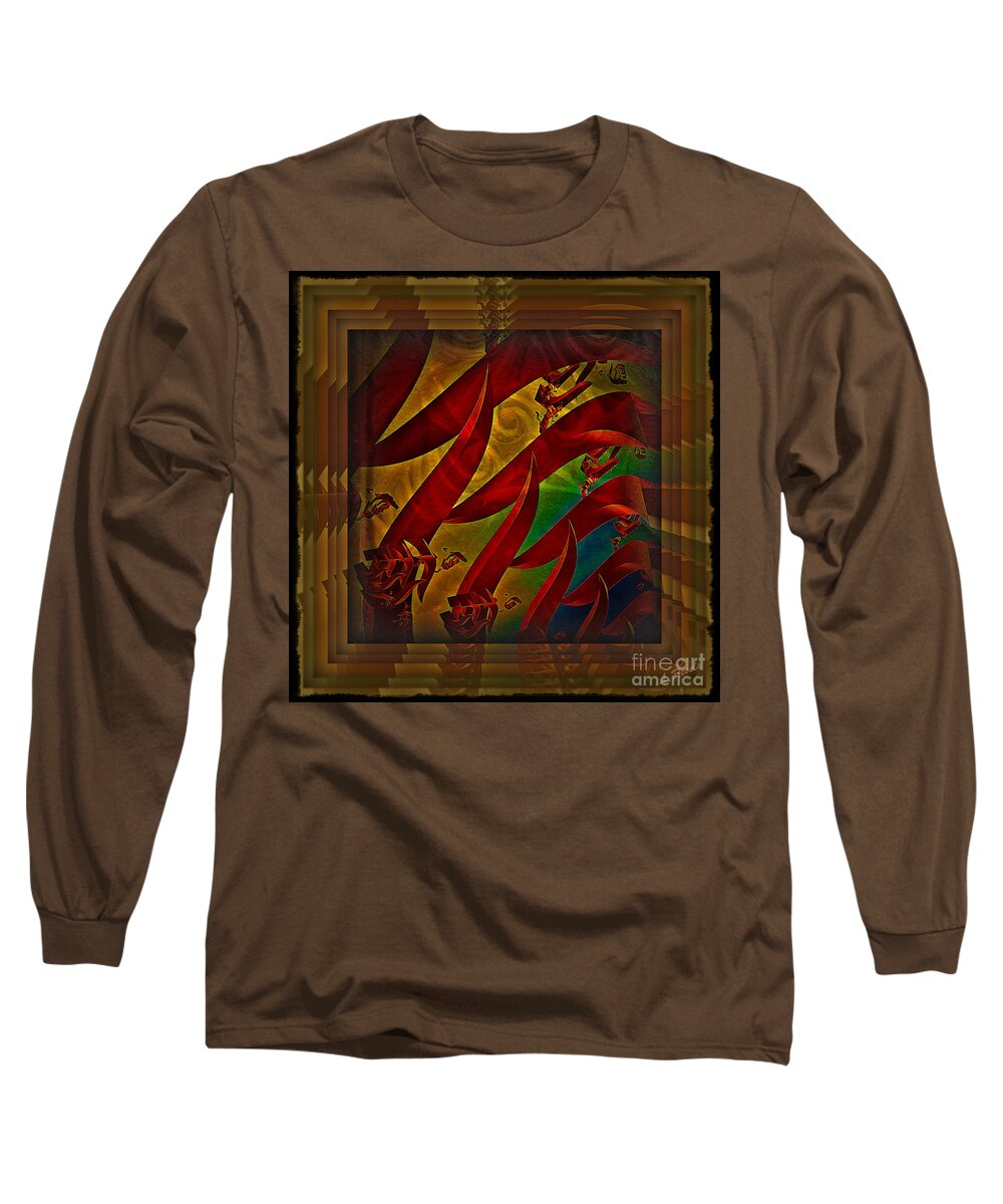 Abstract Long Sleeve T-Shirt featuring the digital art Jungle Book by Leslie Revels