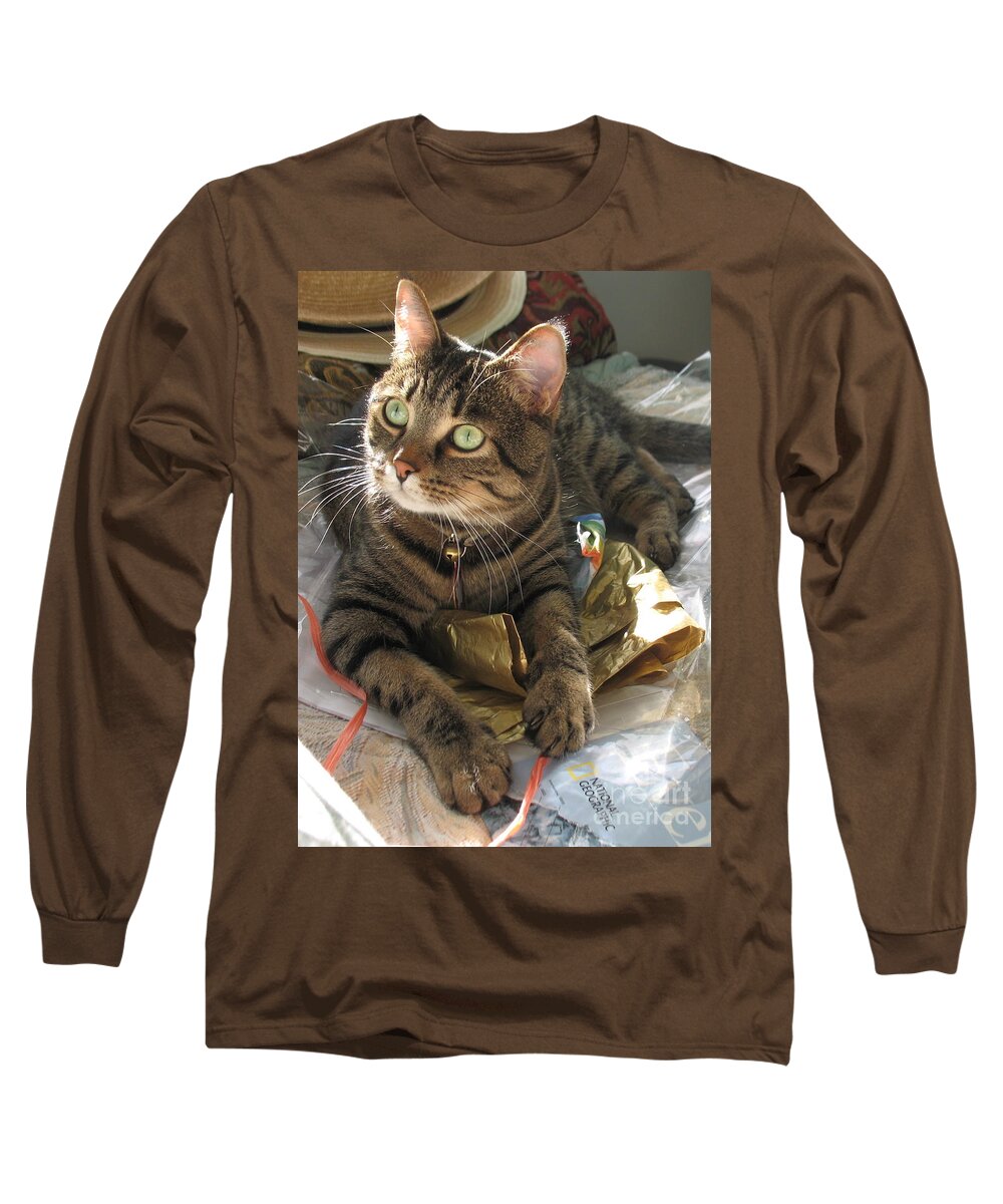 Cat Long Sleeve T-Shirt featuring the painting Monty by Jolanta Anna Karolska