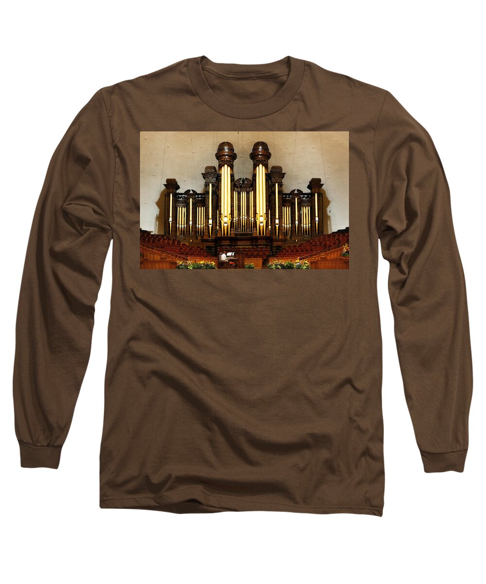 Mormon Long Sleeve T-Shirt featuring the photograph Mormon Tabernacle Pipe Organ by Marilyn Hunt