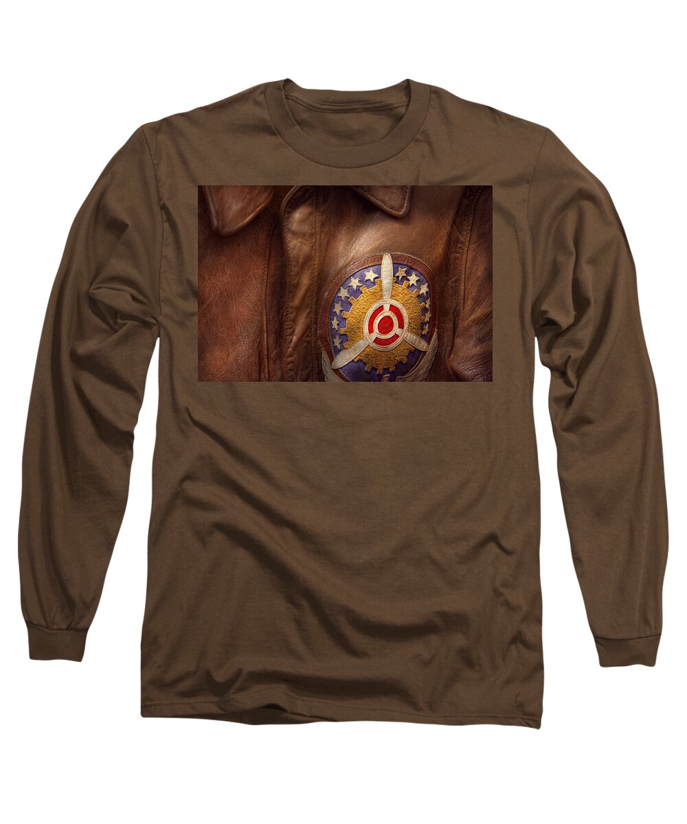 Flight Long Sleeve T-Shirt featuring the photograph Plane - Pilot - The flight jacket by Mike Savad