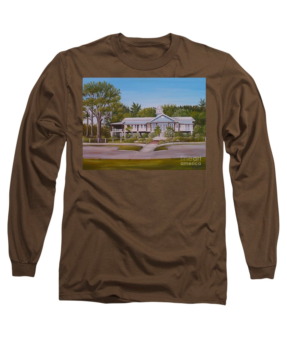 Louisiana Long Sleeve T-Shirt featuring the painting Pontchartrain Yacht Club by Valerie Carpenter