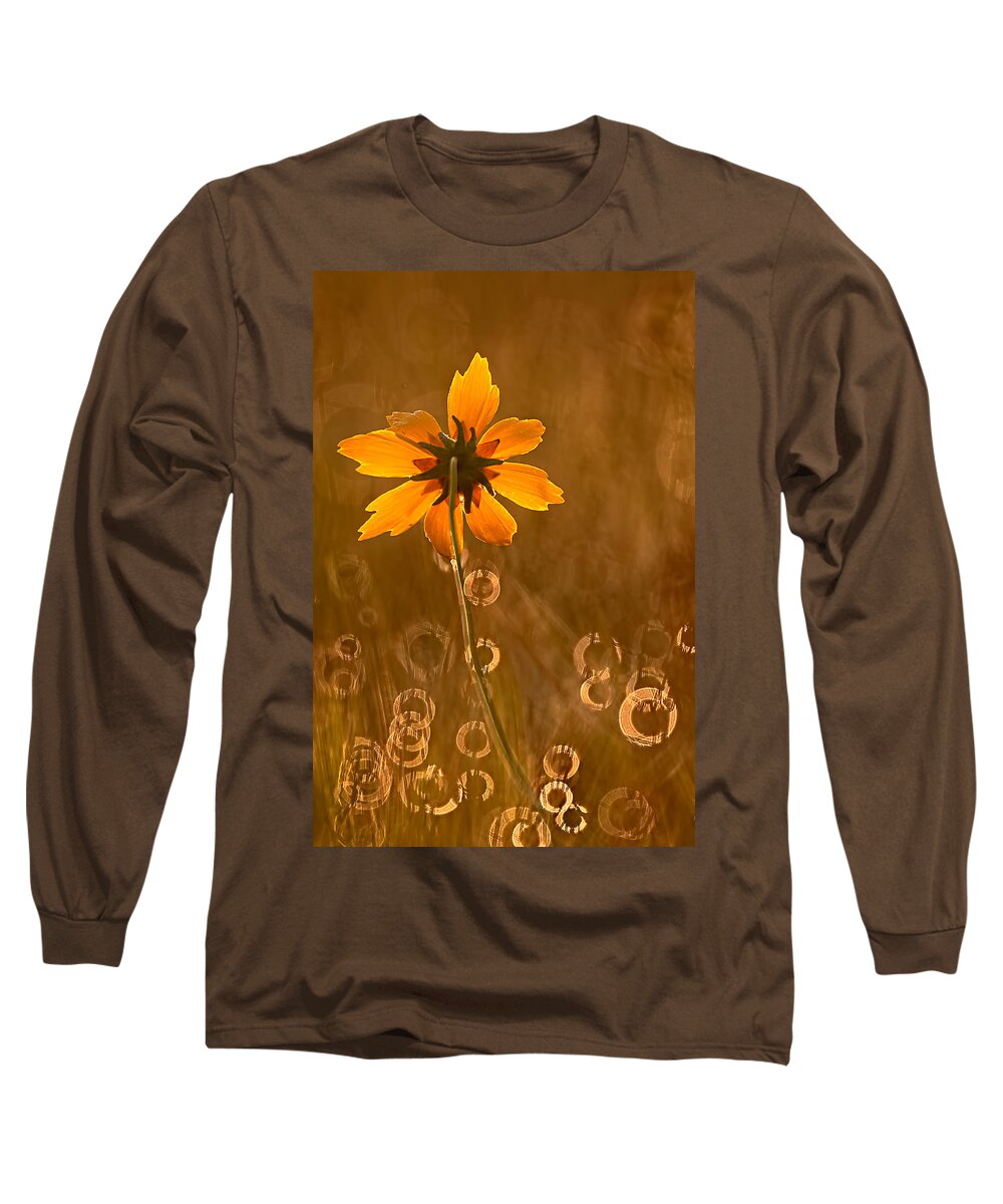 2012 Long Sleeve T-Shirt featuring the photograph Prairie Coreopsis and Dewdrops by Robert Charity