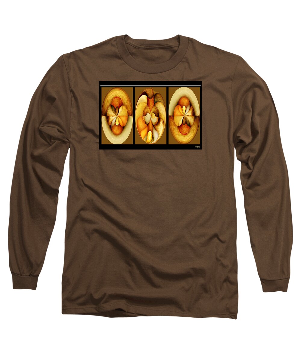 Paula Ayers Long Sleeve T-Shirt featuring the digital art Sanded Woods Triptych Dark by Paula Ayers