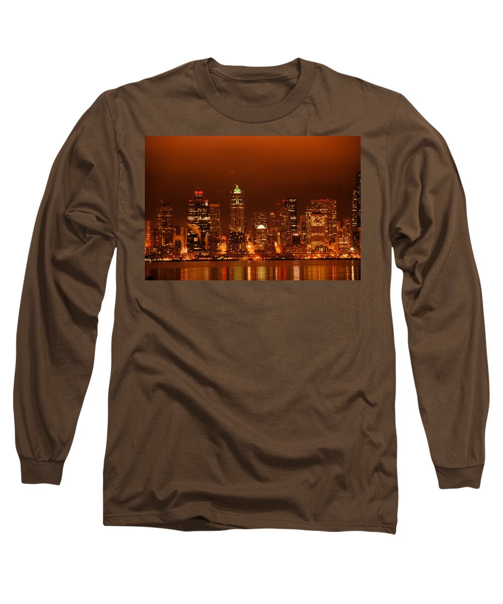 Seattle Long Sleeve T-Shirt featuring the photograph Seattle Skyline by Michael Merry