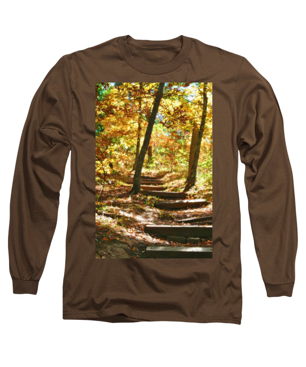 Landscape Nature Photo Trails Photos Long Sleeve T-Shirt featuring the photograph Stairway to Heaven by Peggy Franz
