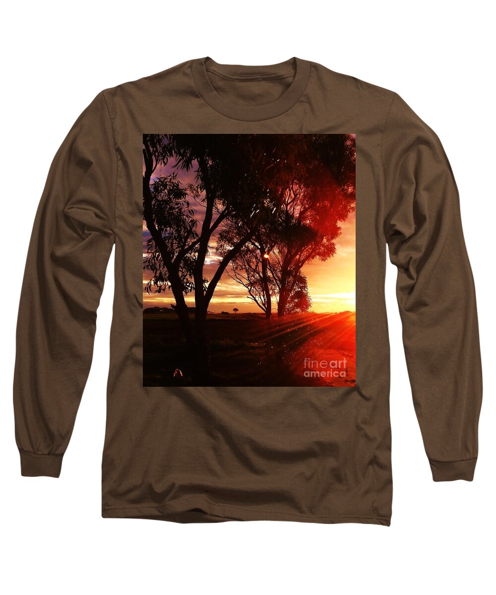 Australia Long Sleeve T-Shirt featuring the photograph Sunset through the trees by Blair Stuart