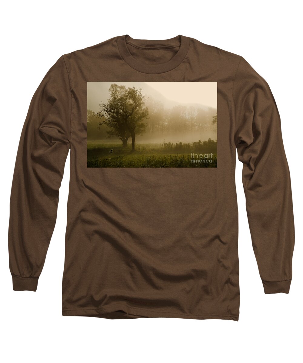 Trees Long Sleeve T-Shirt featuring the photograph Trees and fog by Mats Silvan