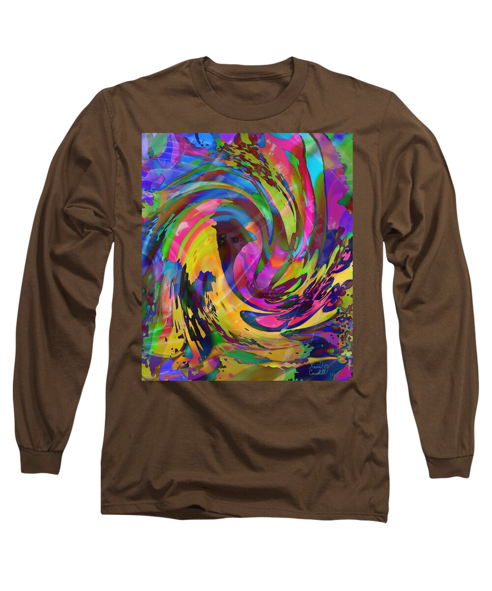Tsunami Long Sleeve T-Shirt featuring the mixed media Tsunami by Kevin Caudill