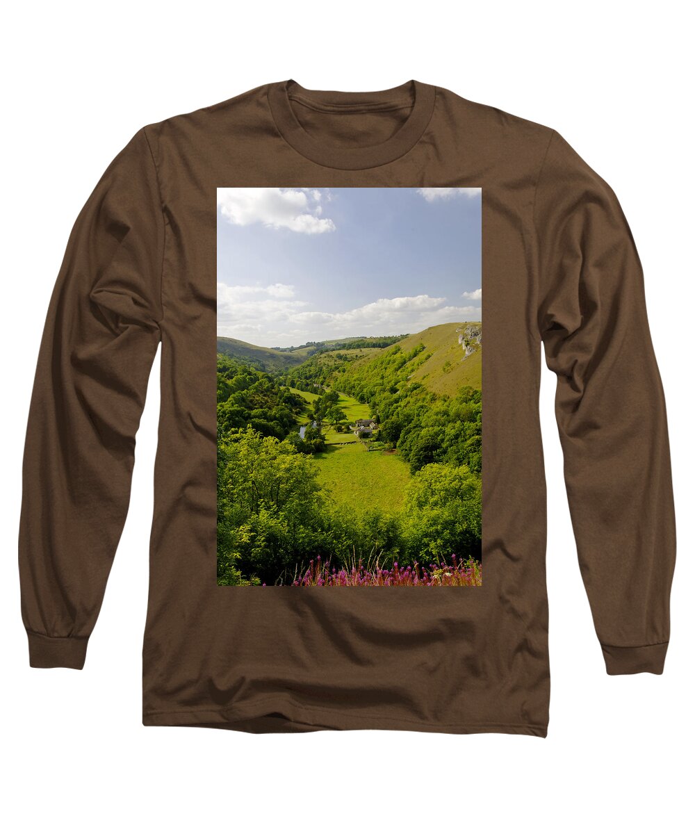 Derbyshire Long Sleeve T-Shirt featuring the photograph Upperdale from Monsal Head by Rod Johnson