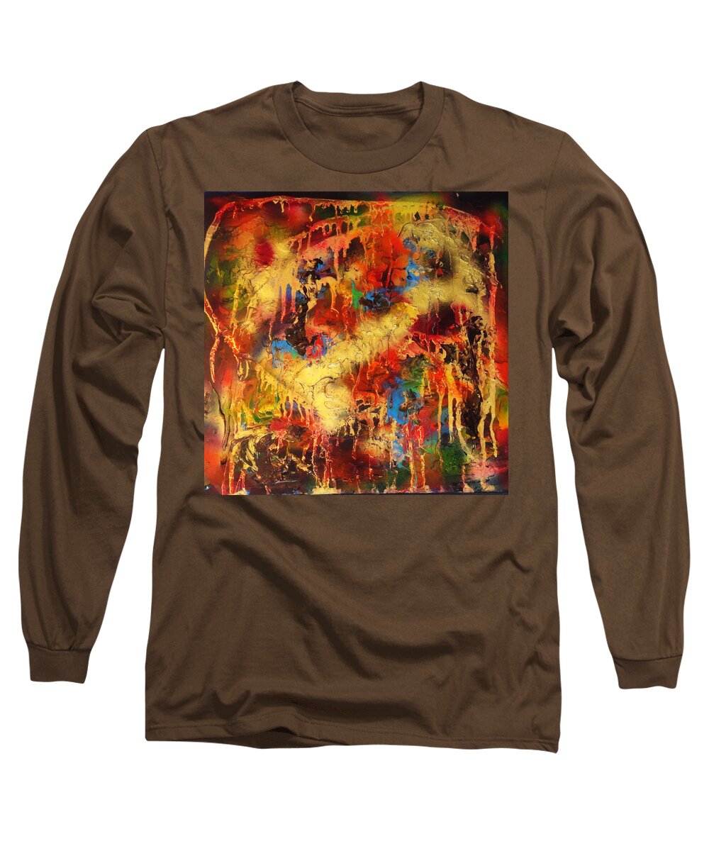 Abstract Long Sleeve T-Shirt featuring the painting Walk Through The Fire by Yael VanGruber