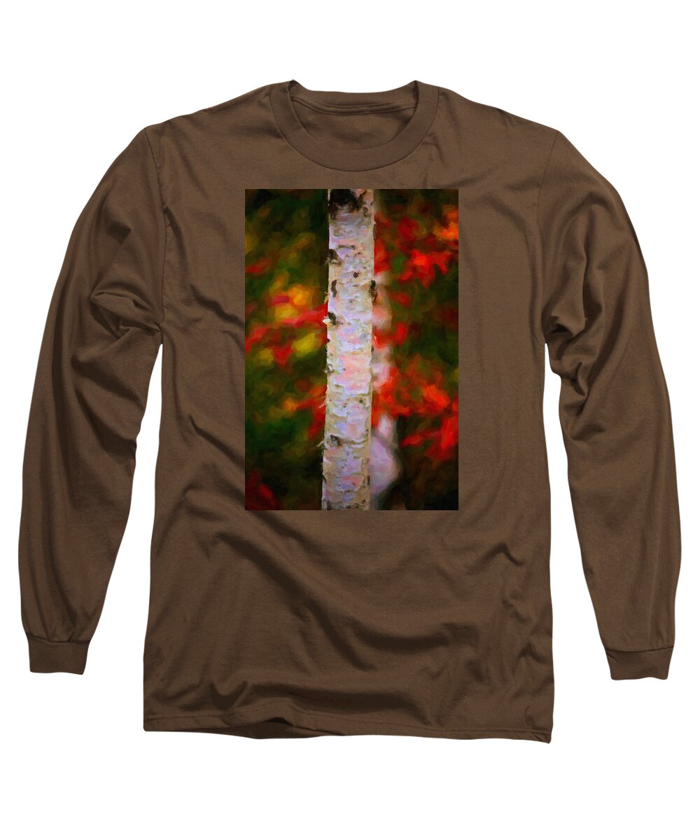 Birch Long Sleeve T-Shirt featuring the painting Birch Tree #1 by Prince Andre Faubert