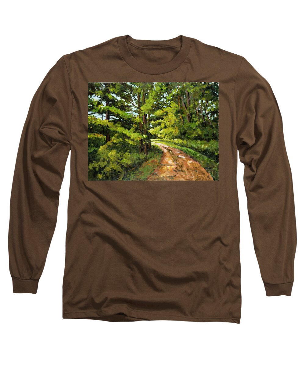 Impressionism Long Sleeve T-Shirt featuring the painting Forest Pathway #1 by Ingrid Dohm