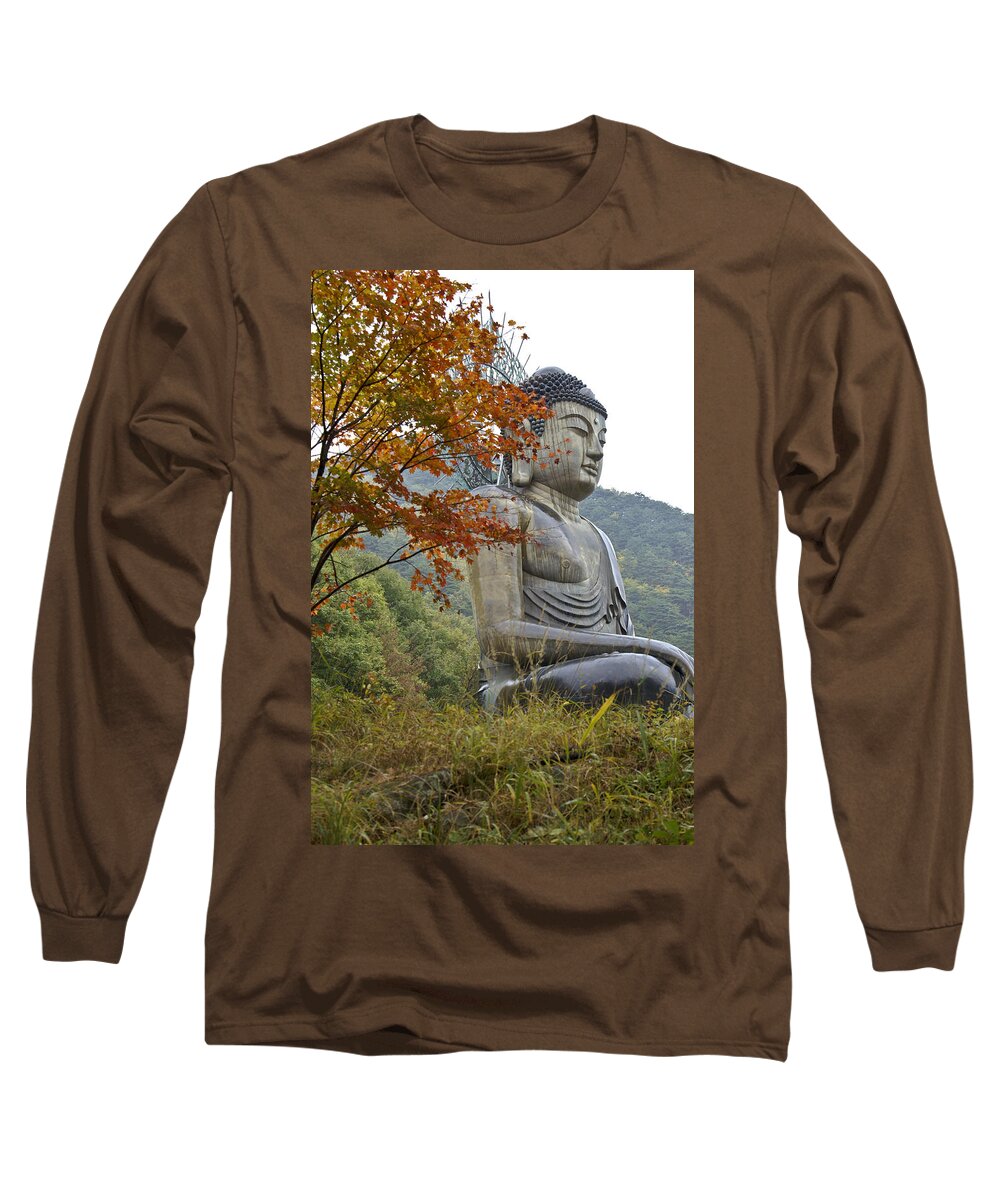Buddha Long Sleeve T-Shirt featuring the photograph Great Buddha in Autumn #1 by Michele Burgess