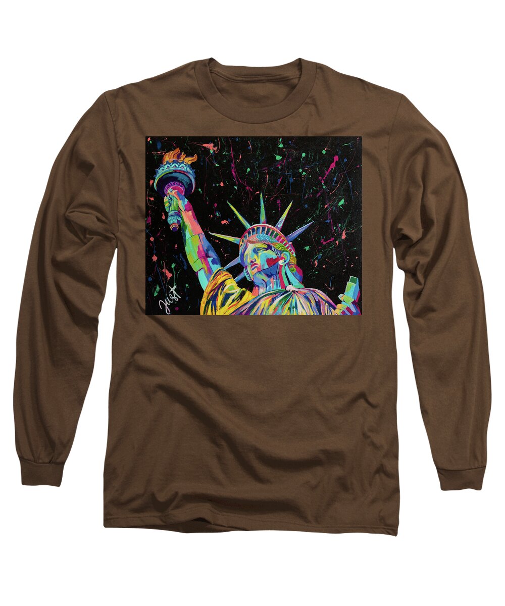 Statue Of Liberty Long Sleeve T-Shirt featuring the painting Lady Liberty #2 by Janice Westfall