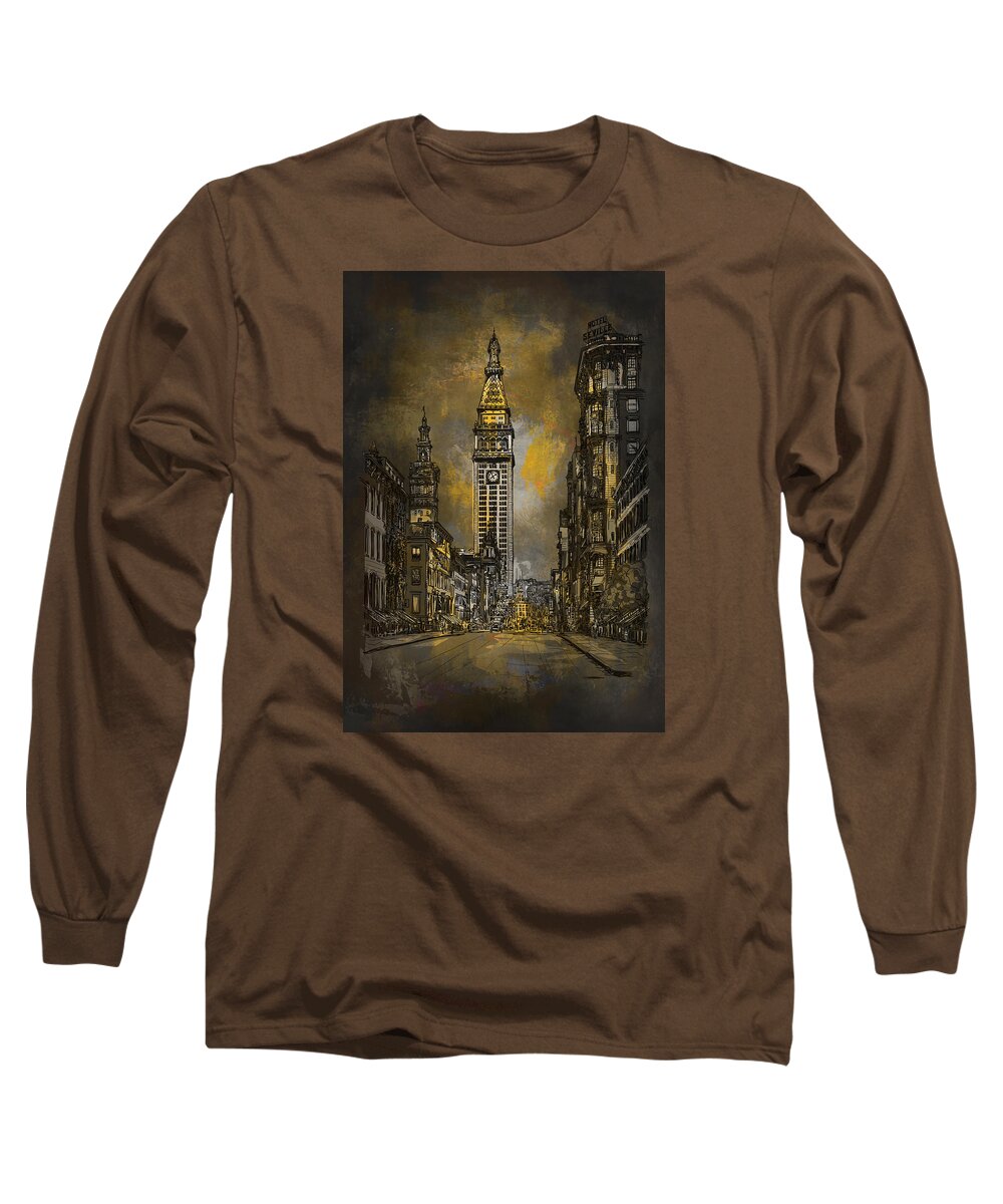 New York Long Sleeve T-Shirt featuring the digital art 1910y Madison Avenue NY. by Andrzej Szczerski