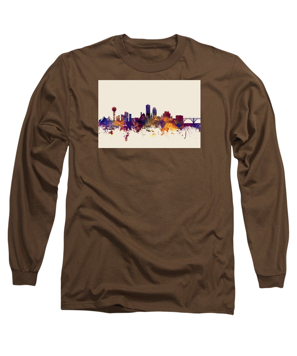 United States Long Sleeve T-Shirt featuring the digital art Knoxville Tennessee Skyline #4 by Michael Tompsett