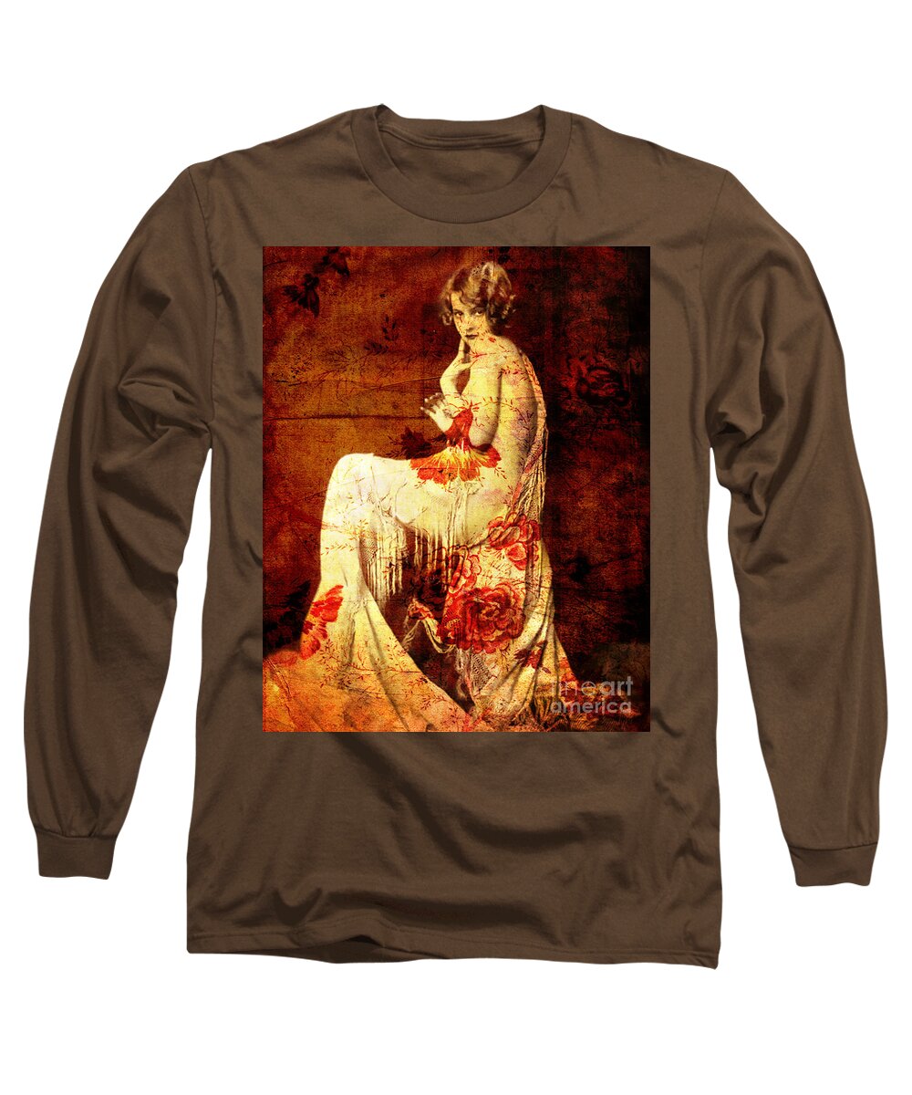 Nostalgic Seduction Long Sleeve T-Shirt featuring the photograph Winsome Woman #34 by Chris Andruskiewicz