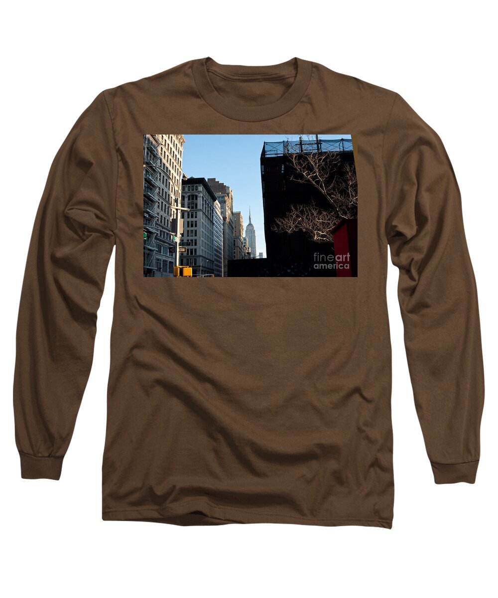 Early Morning Manhattan. Long Sleeve T-Shirt featuring the photograph 5th Ave at 13th St. by Steven Dunn