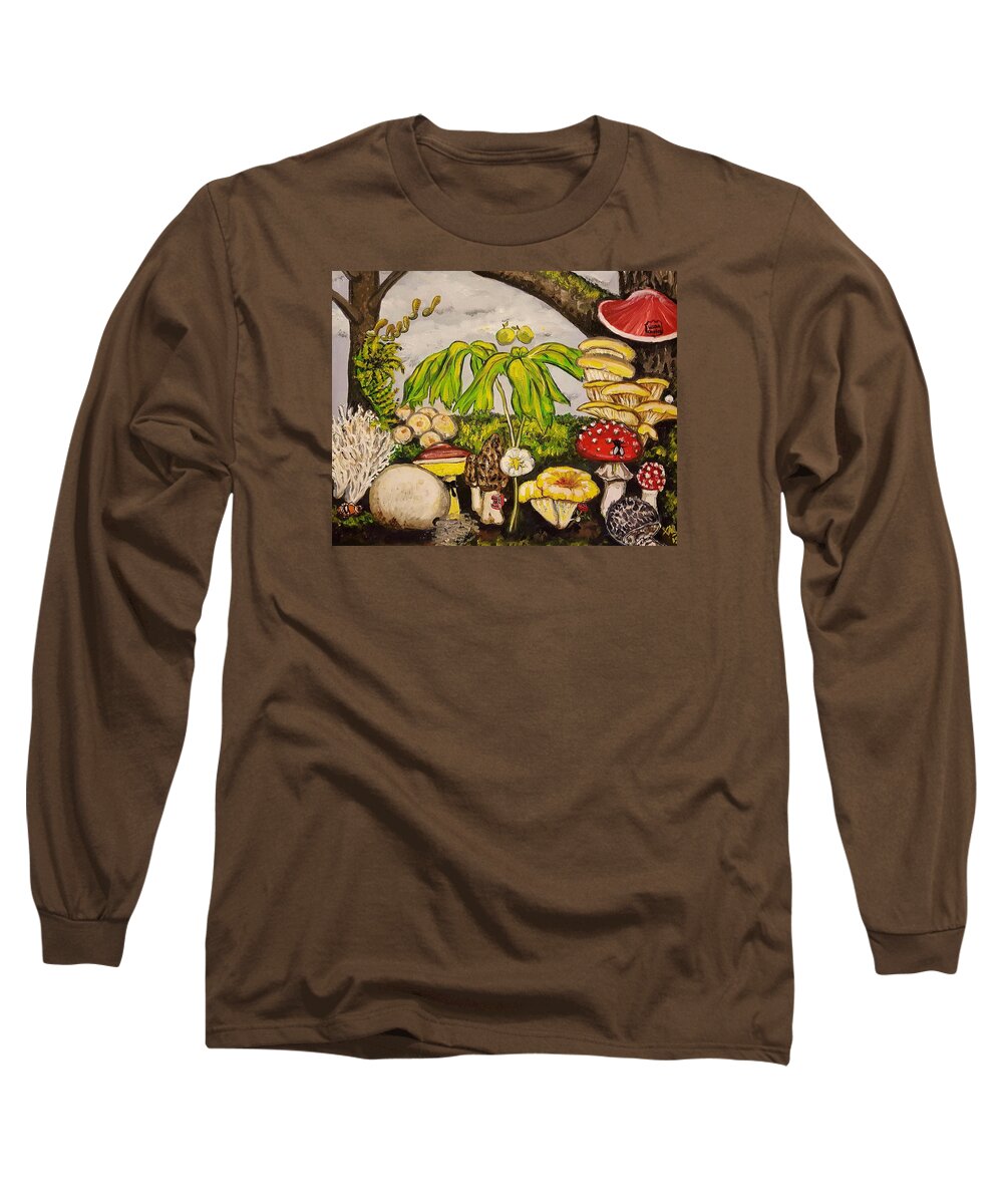 Fairytale Long Sleeve T-Shirt featuring the painting A Mushroom Story by Alexandria Weaselwise Busen