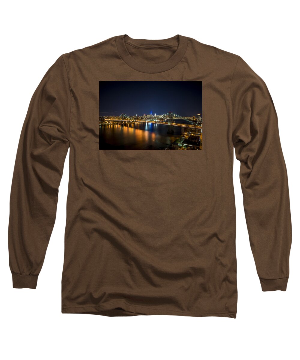 Nyc Long Sleeve T-Shirt featuring the photograph A New York City Night by Johnny Lam