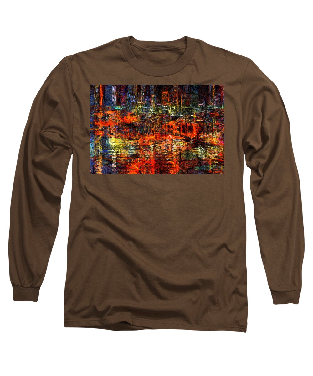 Abstract Evening Long Sleeve T-Shirt featuring the digital art Abstract Evening by Kiki Art